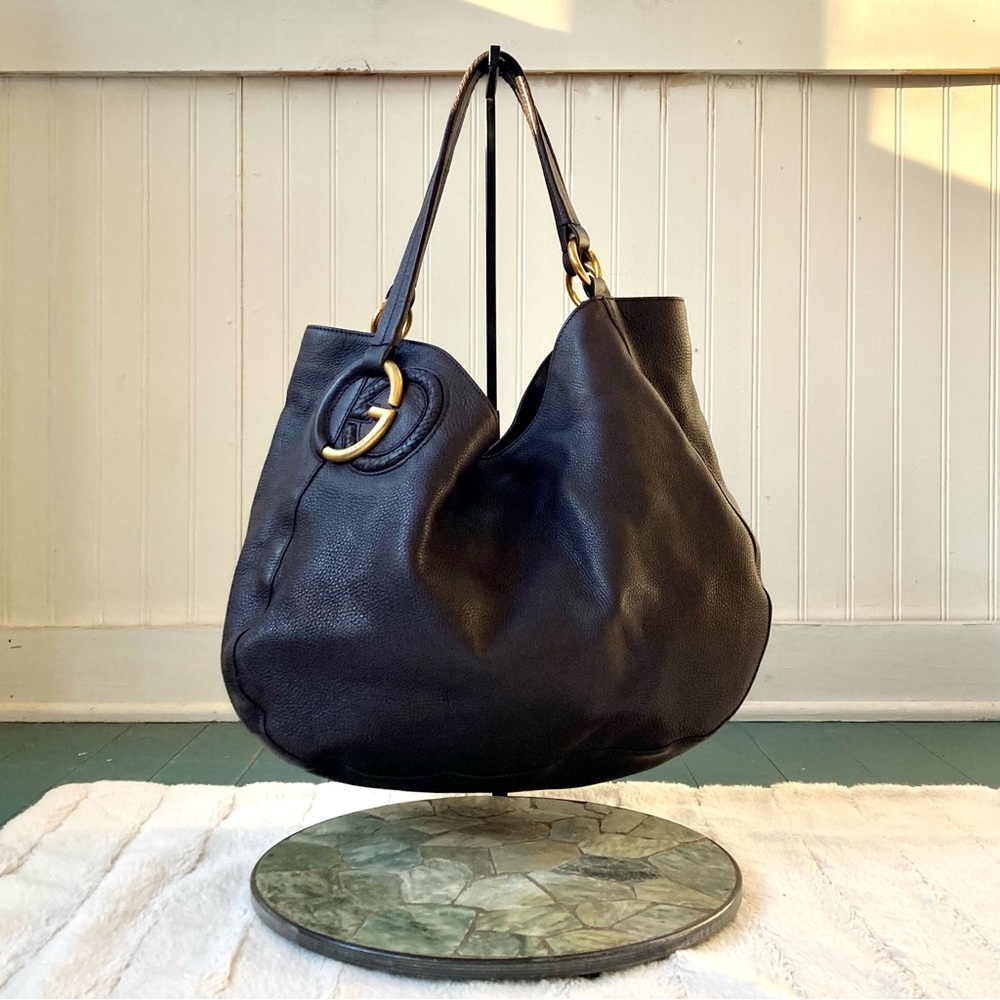 Gucci ⚡️HP⚡️ Leather Twill Hobo Bag